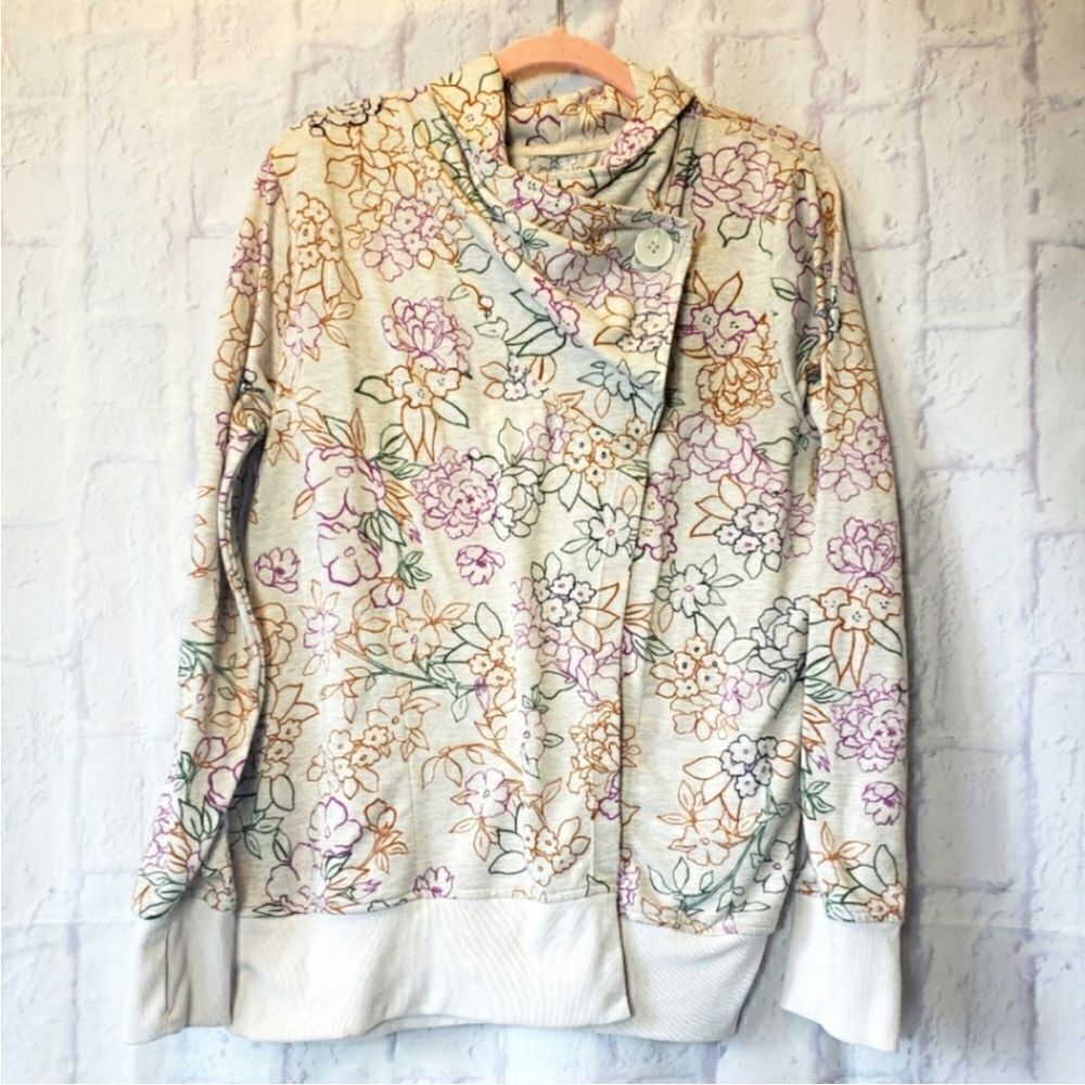CUDDL DUDS Crossover Draped Floral Layering Piece Top Large